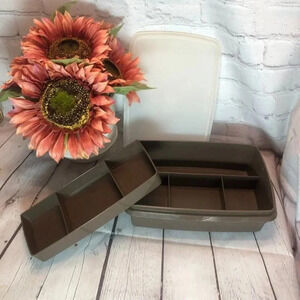 Vintage Tupperware STOW N GO SET tuppercraft dark brown